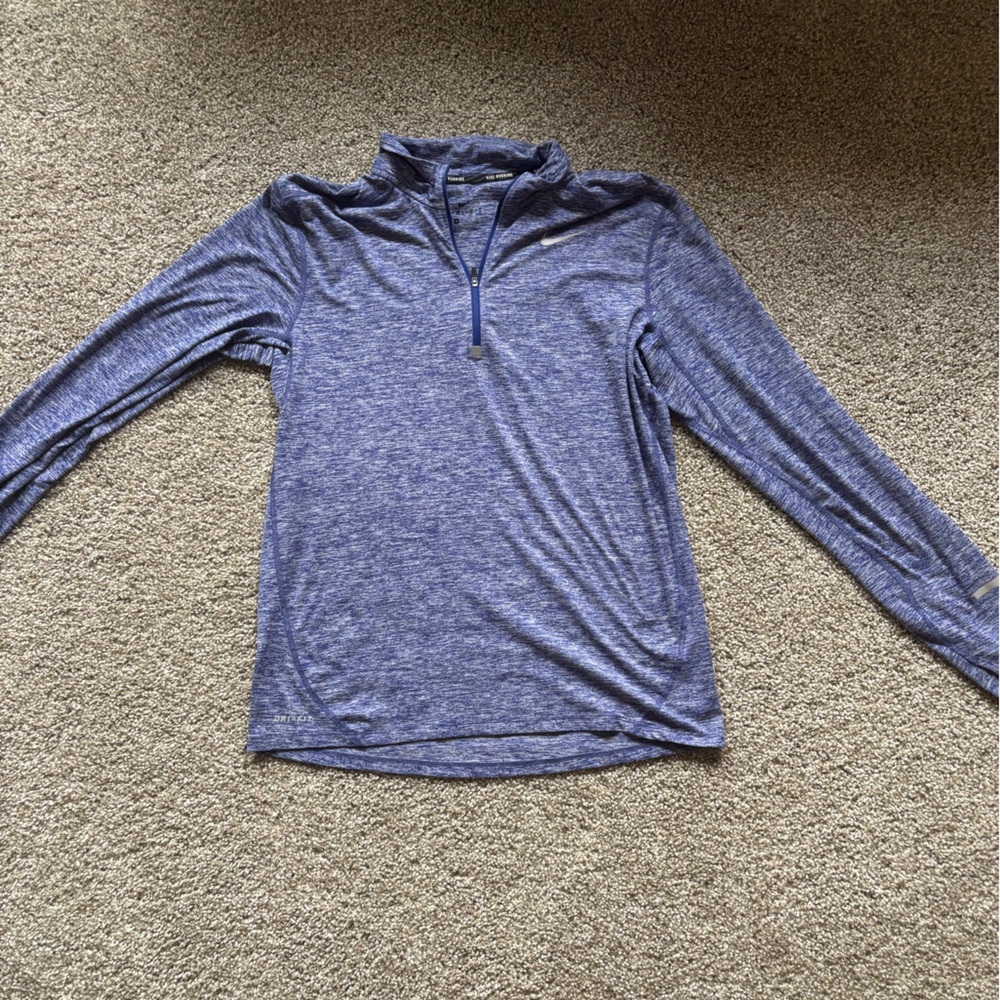 Nike Dri-FIT Blue Quarter Zip Athletic Pullover Size L